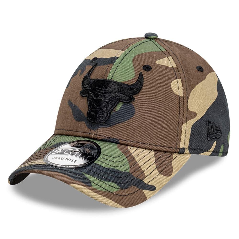 New Era Caps Chicago Bulls New Era NBA Black Tonal 9FORTY Snapback Curve Hat - Camo