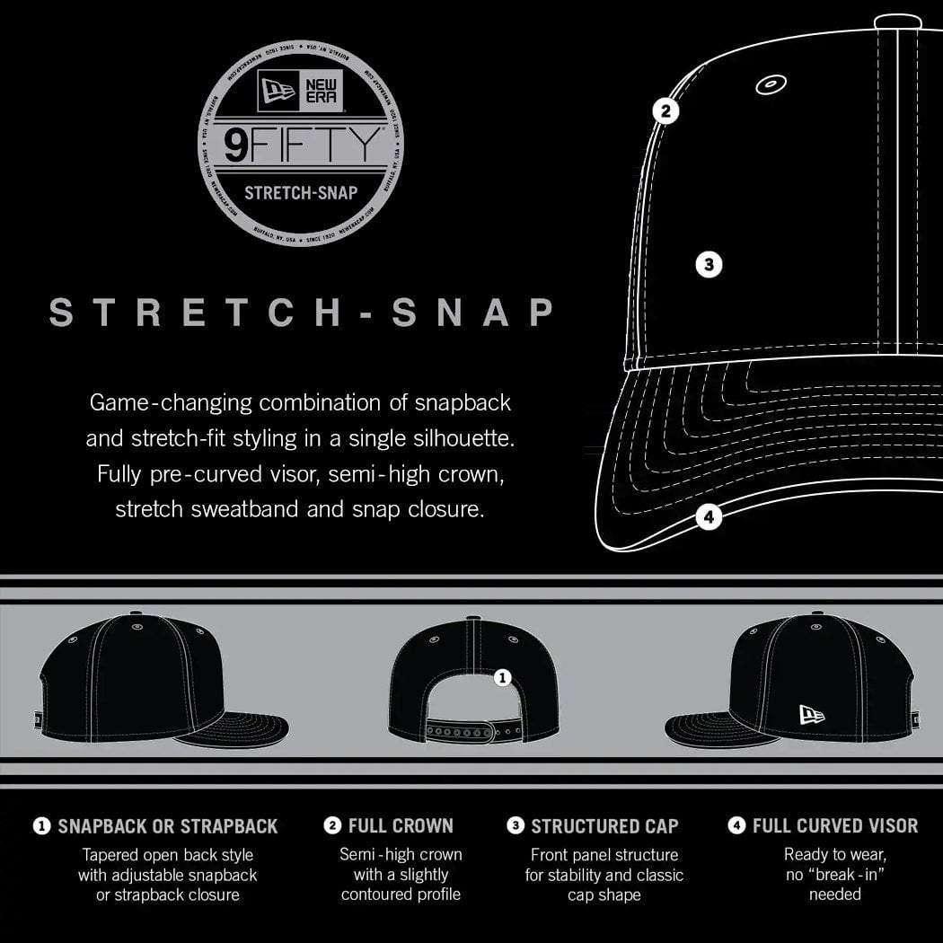 New Era Caps Chicago Bulls New Era NBA Black & White Stretch-Snap 9FIFTY Curved Snapback Hat