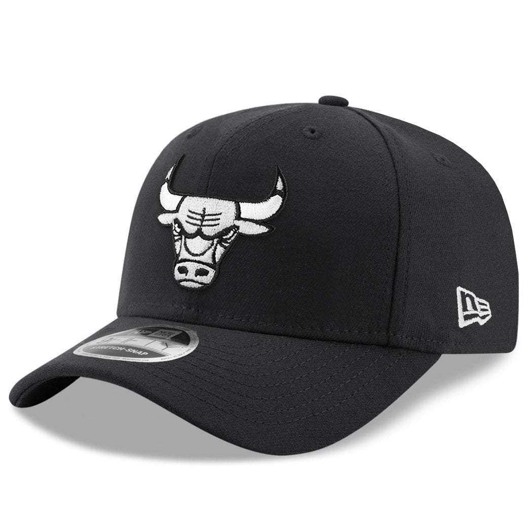 New Era Caps Chicago Bulls New Era NBA Black & White Stretch-Snap 9FIFTY Curved Snapback Hat