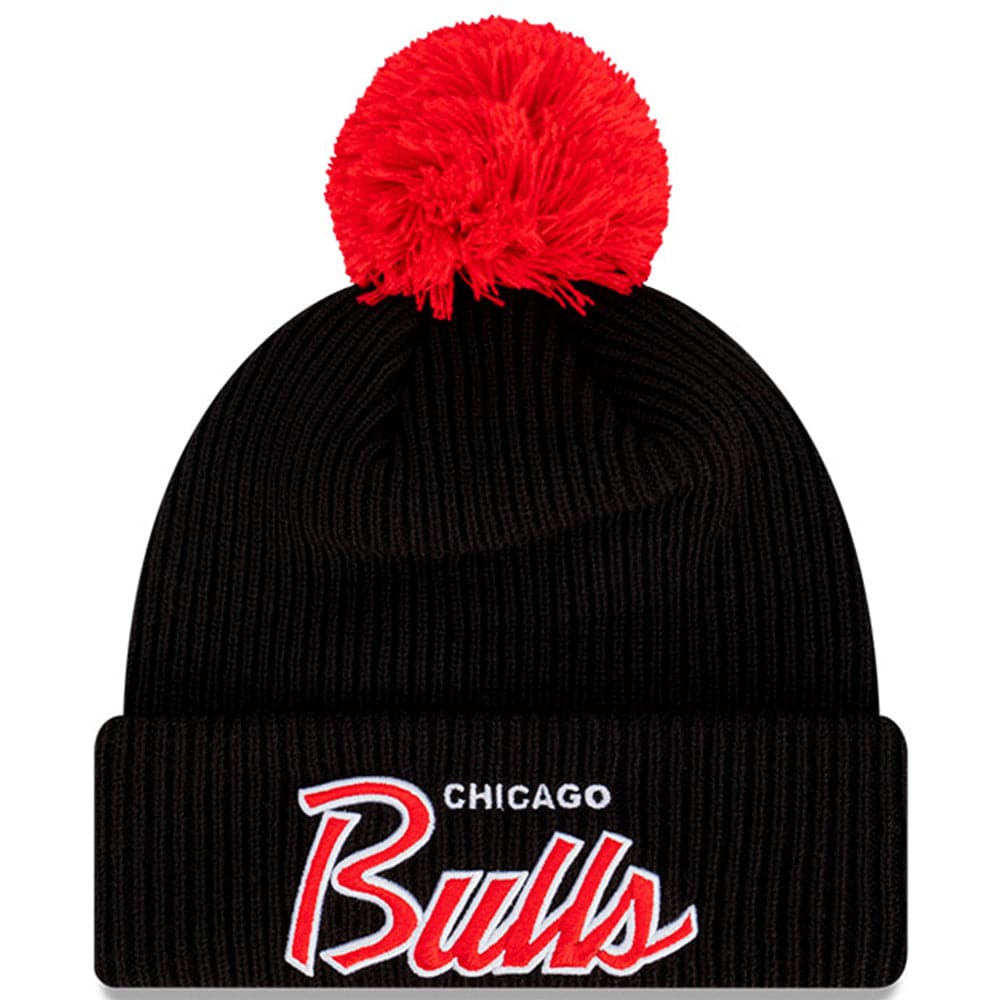 New Era Beanies Chicago Bulls New Era NBA Pom Script Beanie - Black
