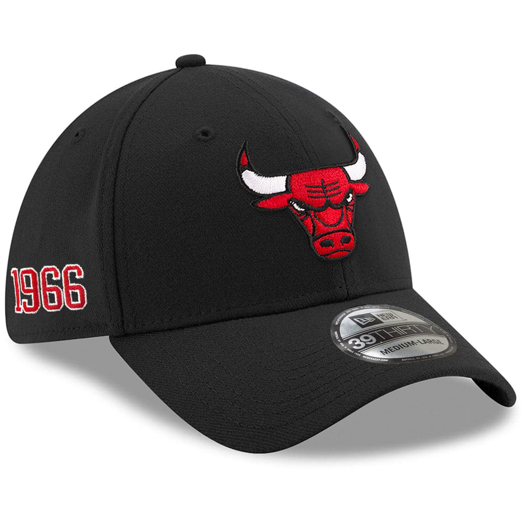 New Era Caps Chicago Bulls New Era NBA Team Established 39THIRTY Curve Flex Hat - Black