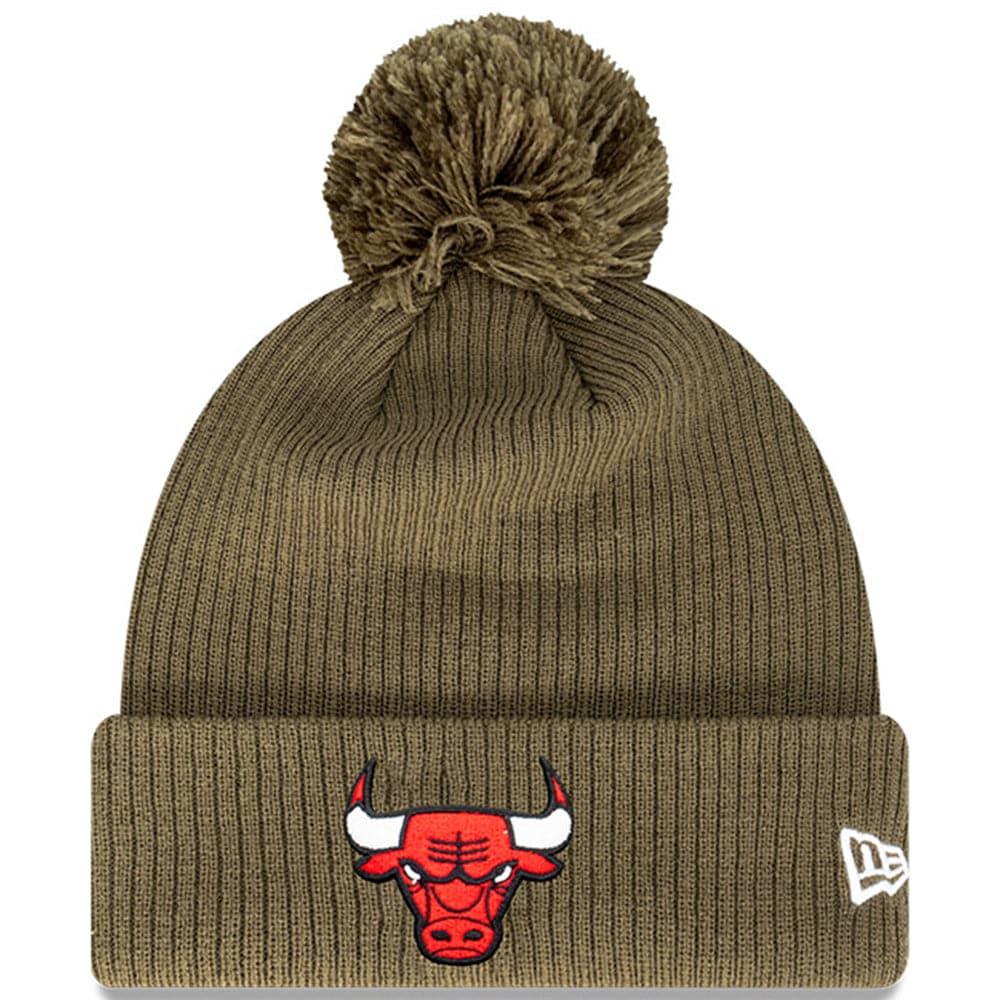 New Era Beanies Chicago Bulls New Era NBA Team Pom Knit Beanie - Olive