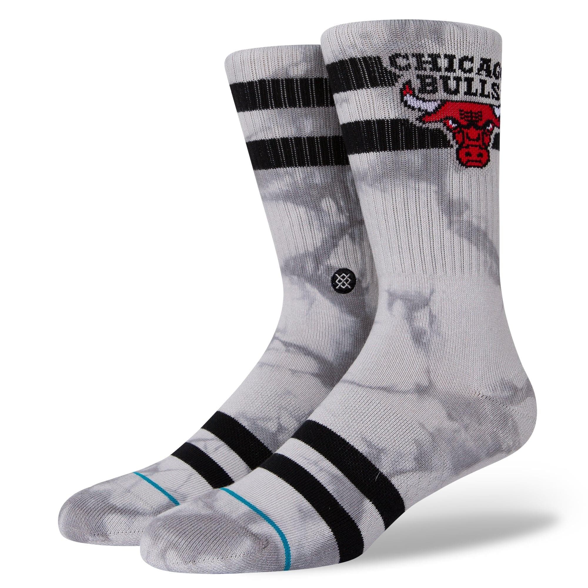 Stance Socks Large (9-12 US) Chicago Bulls Stance NBA Team Dyed Crew Socks - Grey