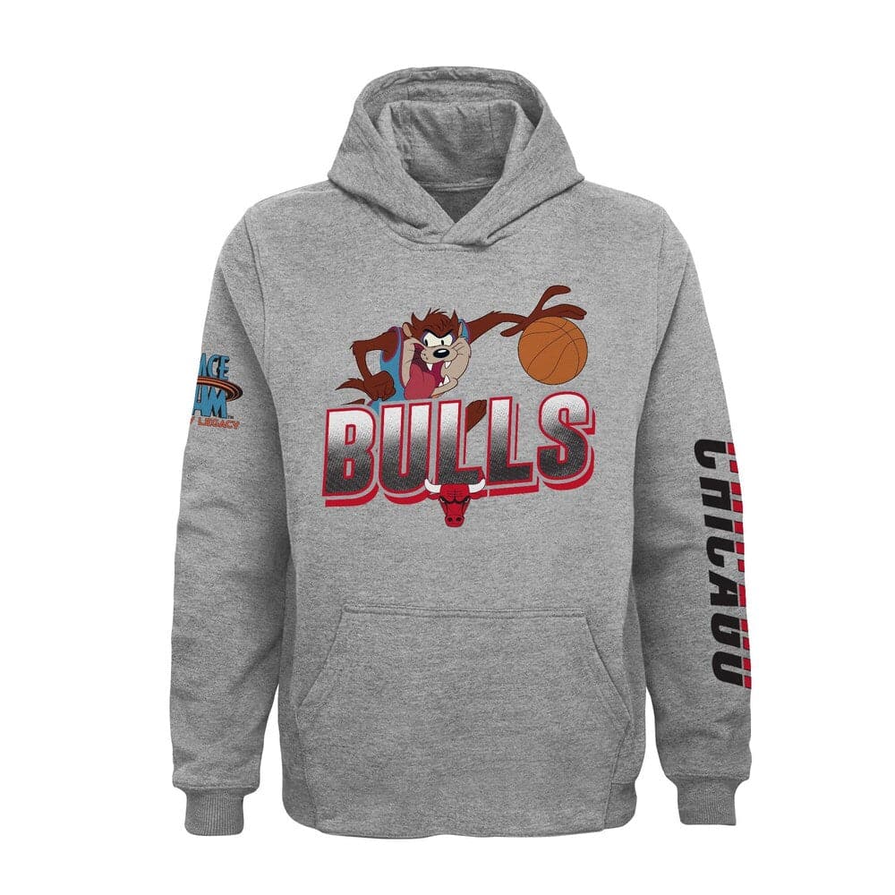 Youths Chicago Bulls Space Jam 2 Movie Outerstuff Tune Hoodie Jumper - Grey