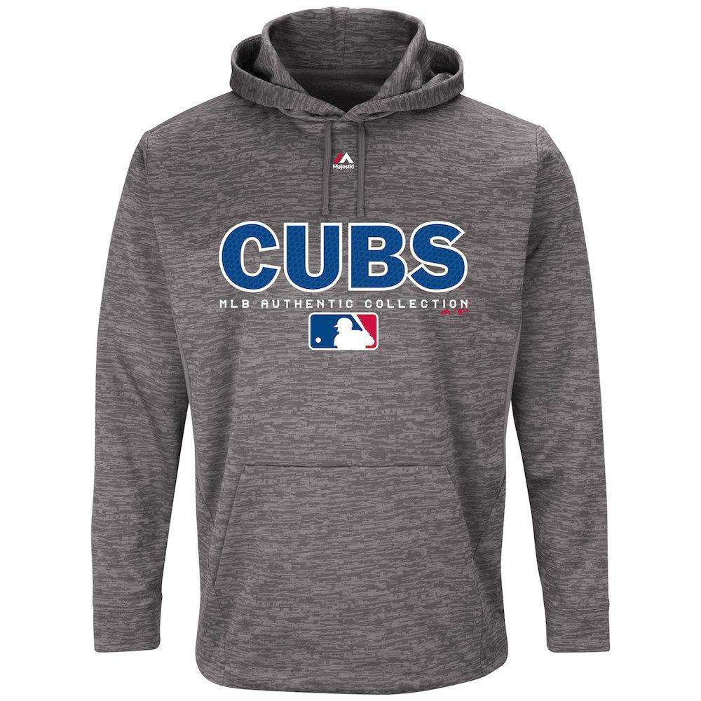 Majestic Athletic Jumpers Chicago Cubs Majestic MLB Authentic Team Drive Hoodie - Granite
