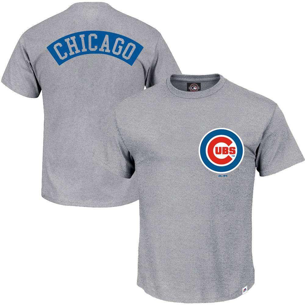 Majestic Athletic T-Shirts Chicago Cubs Majestic MLB Finter T-Shirt - Grey