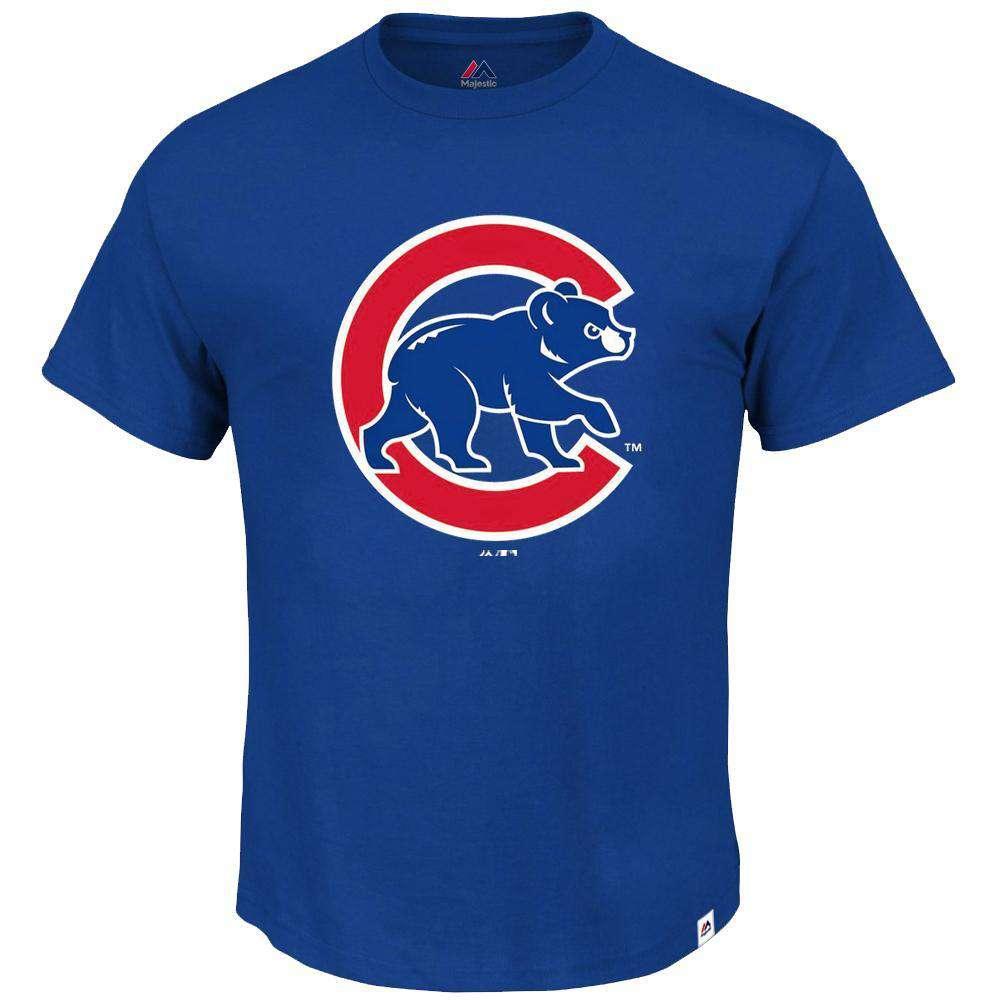 Majestic Athletic T-Shirts Chicago Cubs Majestic MLB Precision Play T-Shirt - Blue