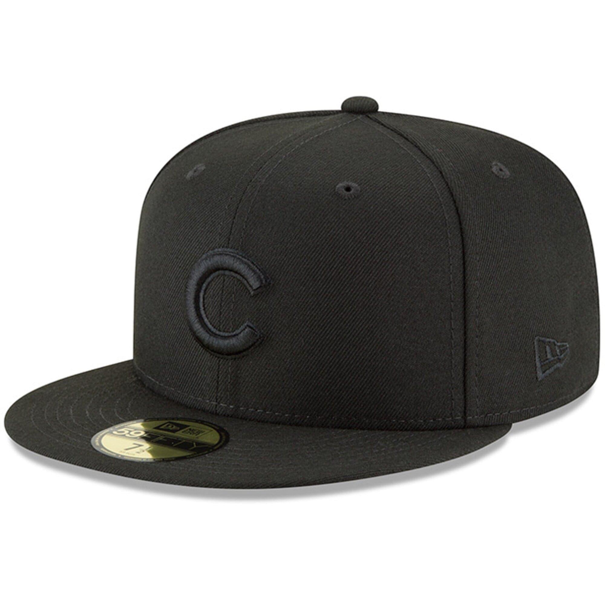New Era Caps Chicago Cubs New Era MLB Black On Black 59FIFTY Fitted Hat - Black