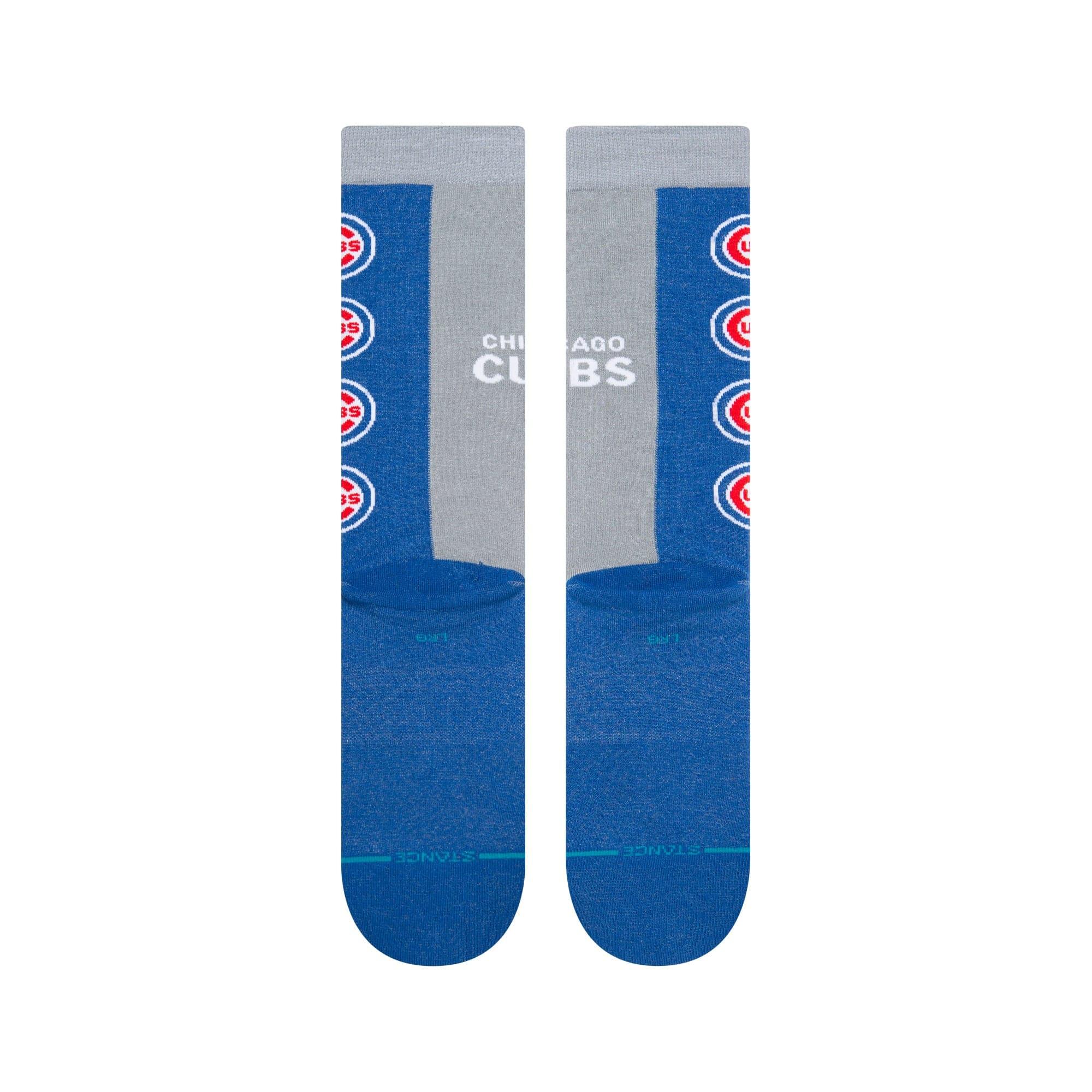 Stance Socks Large (9-12 US) Chicago Cubs Stance MLB Grey Split Crew Socks - Blue