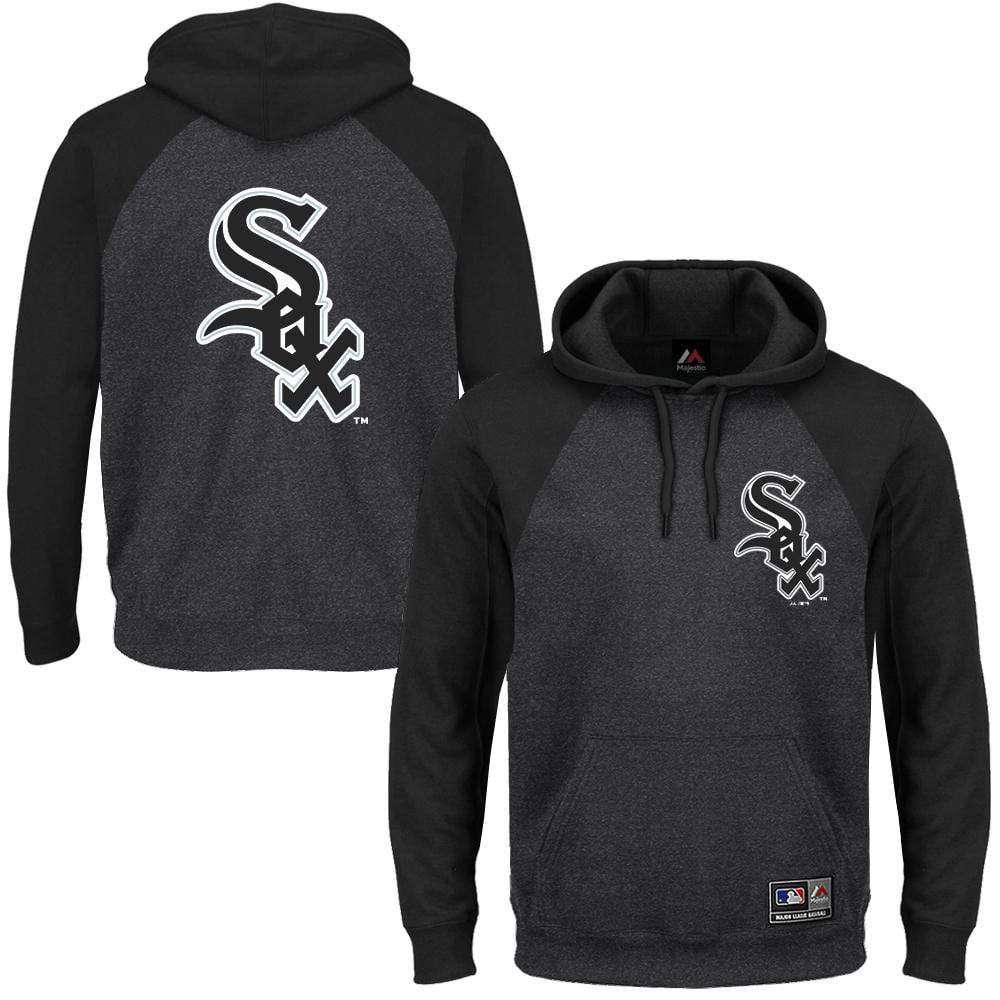 Majestic Athletic Jumpers Chicago White Sox Majestic MLB Raglan Marle Hoodie Jumper - Black/Asphalt
