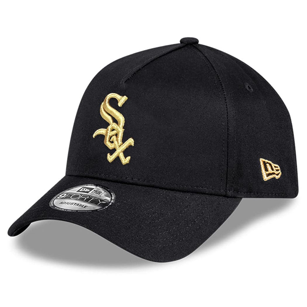 New Era Caps Chicago White Sox New Era MLB Black & Gold 9FORTY A-Frame Curve Snapback Hat - Black