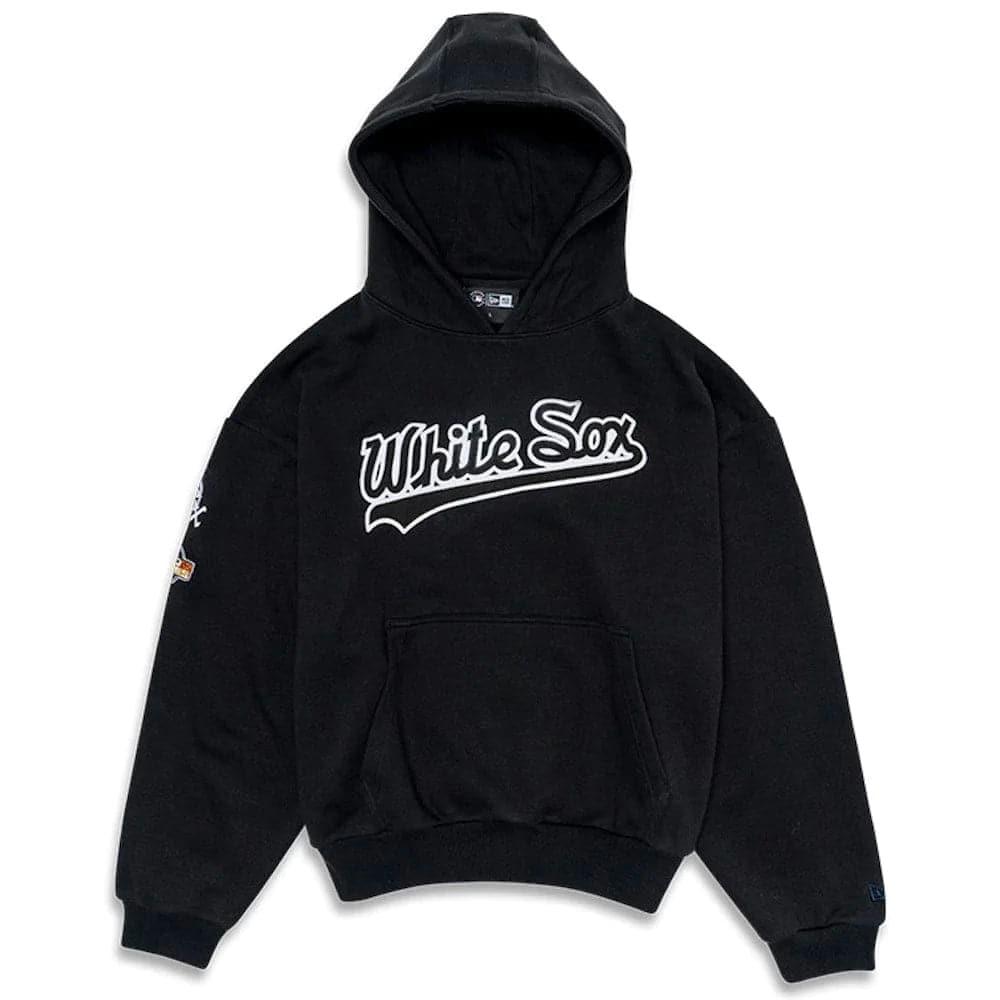 New Era Jumpers Chicago White Sox New Era MLB Oversized Lockstitch Script Hoodie - Black