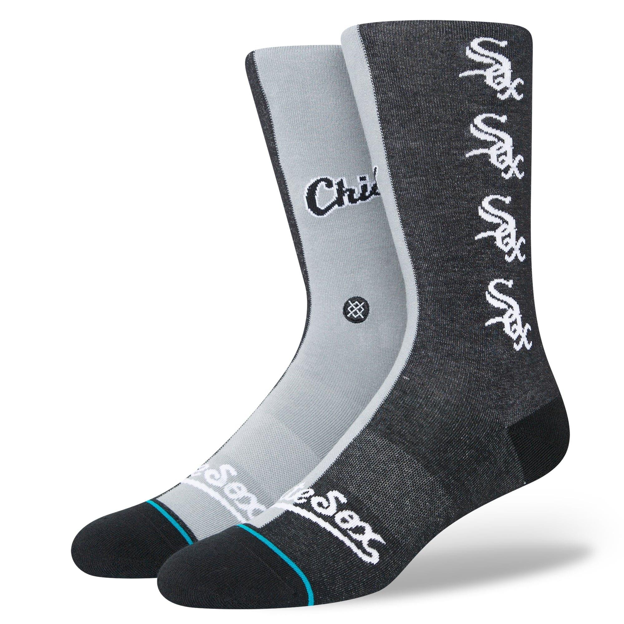 Stance Socks Large (9-12 US) Chicago White Sox Stance MLB Grey Split Crew Socks - Black