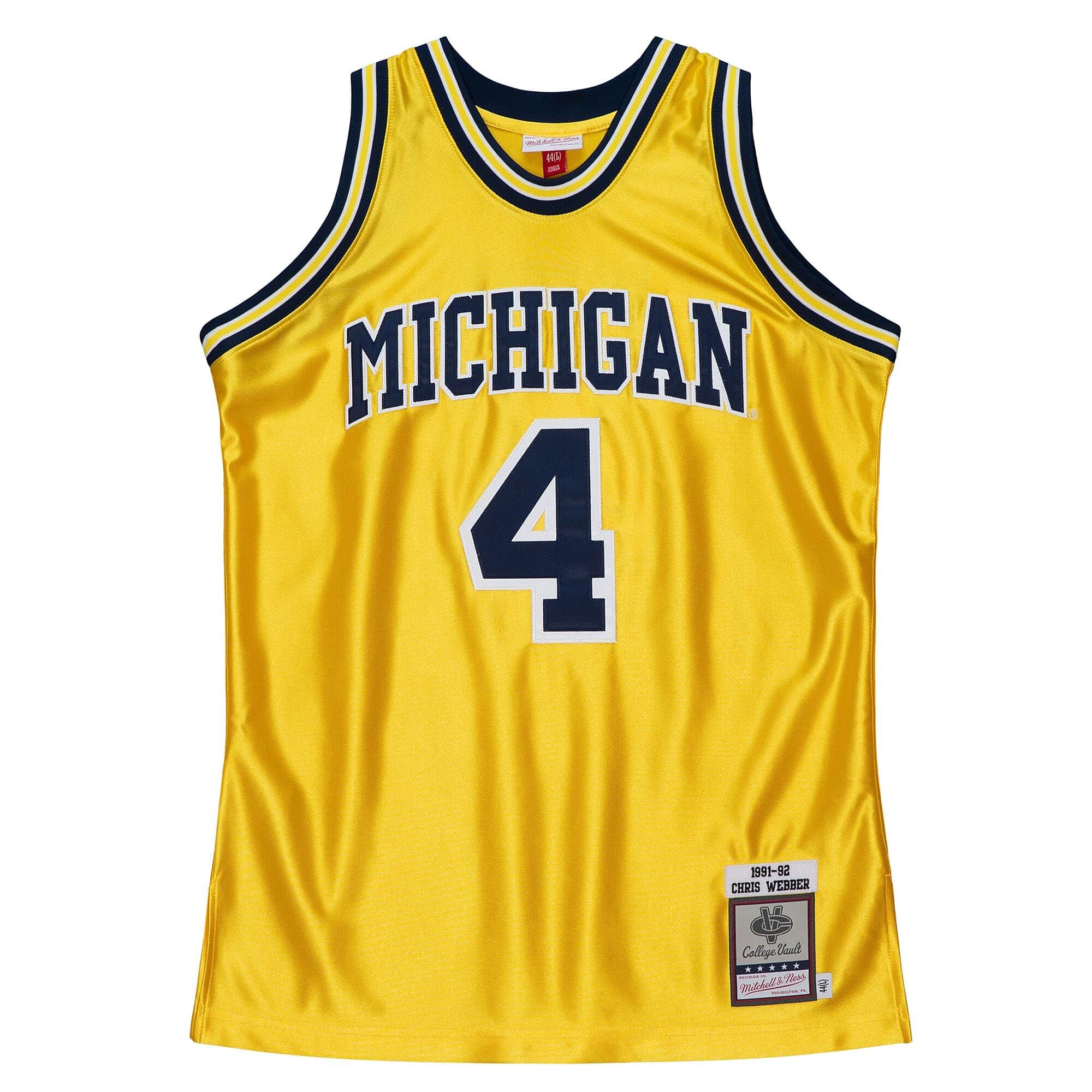 Mitchell And Ness Jerseys Chris Webber Michigan Wolverines 91-92 Mitchell & Ness NCAA Authentic Jersey - Yellow