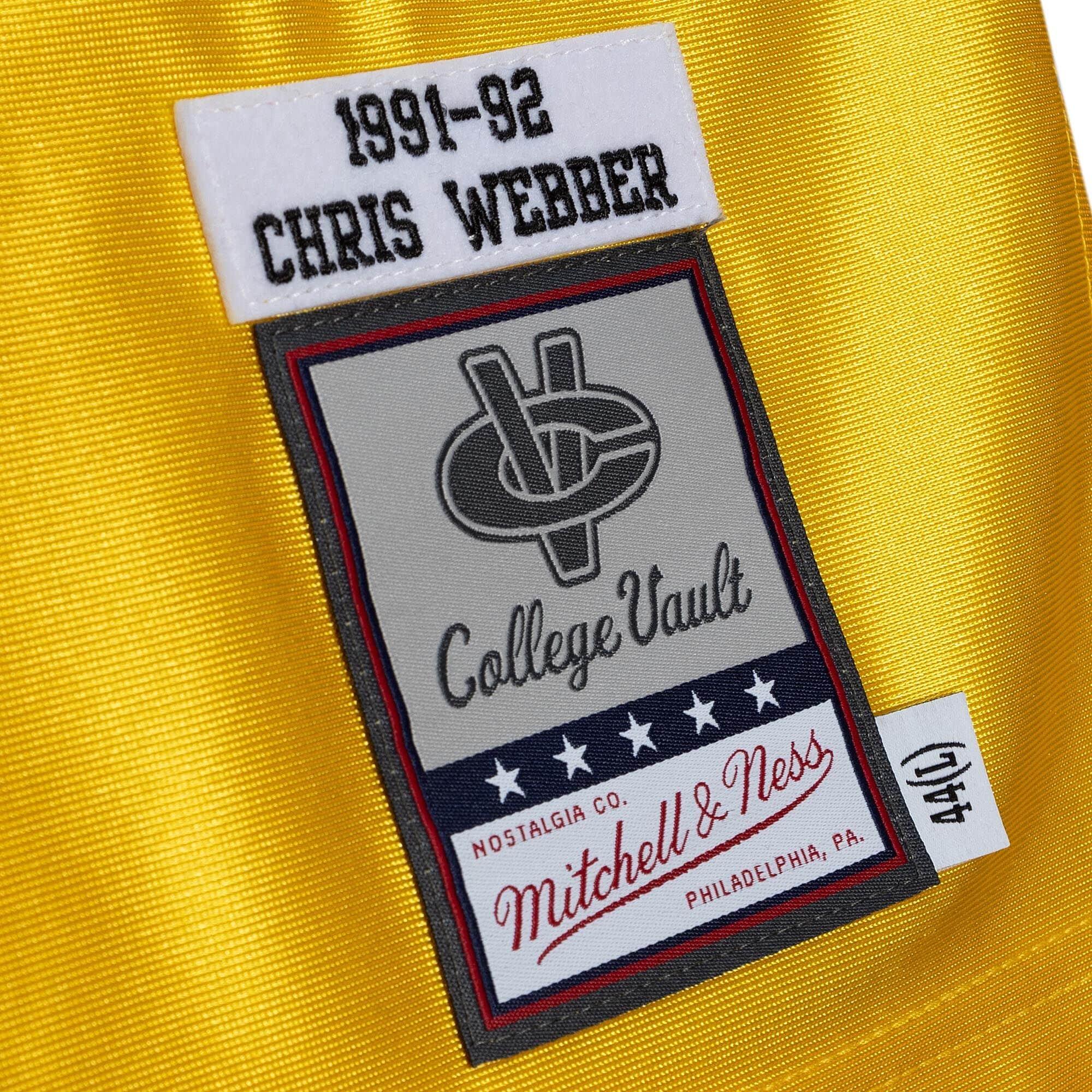 Mitchell And Ness Jerseys Chris Webber Michigan Wolverines 91-92 Mitchell & Ness NCAA Authentic Jersey - Yellow