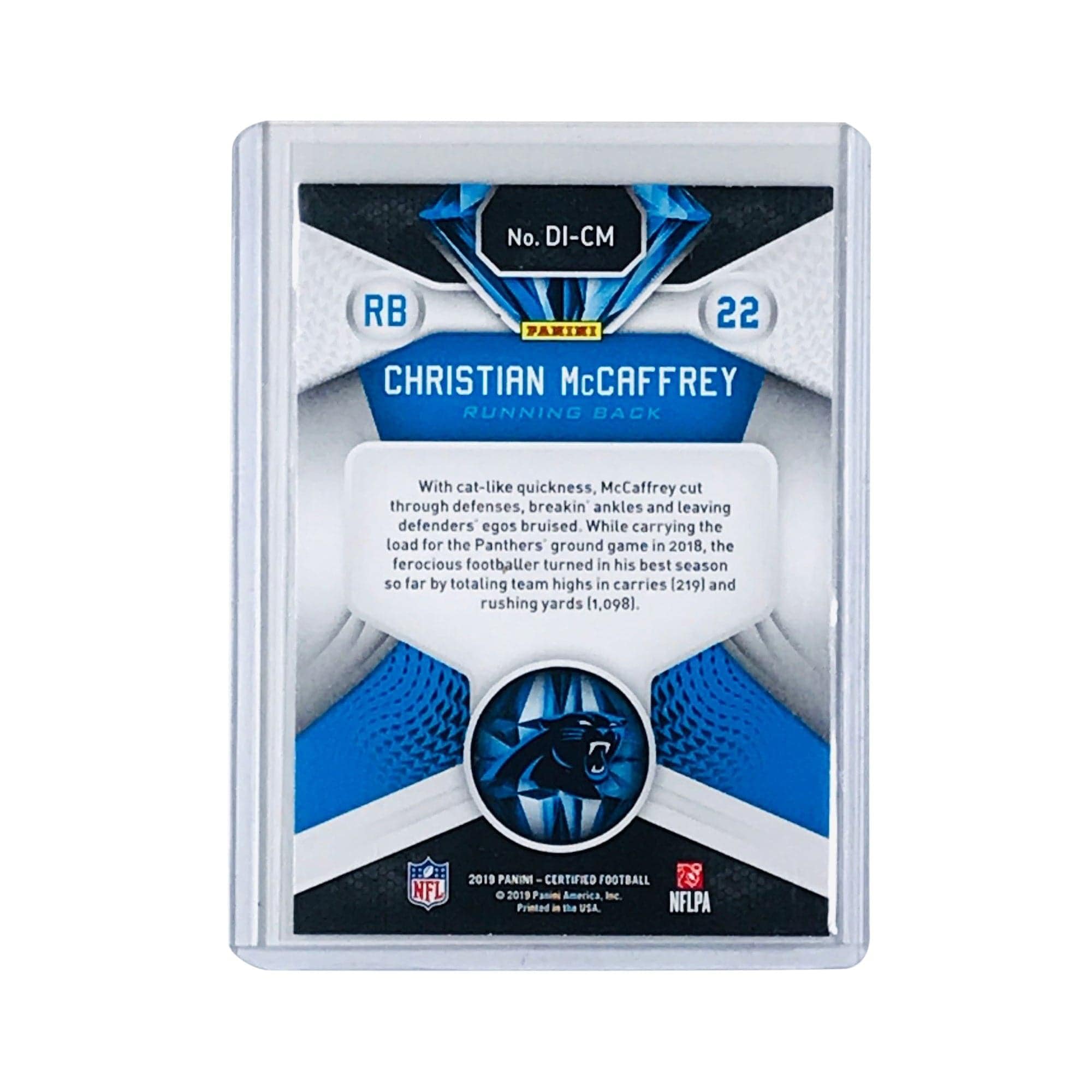 Panini Cards Christian McCaffrey Carolina Panthers 2019 Panini NFL Certified Diamonds