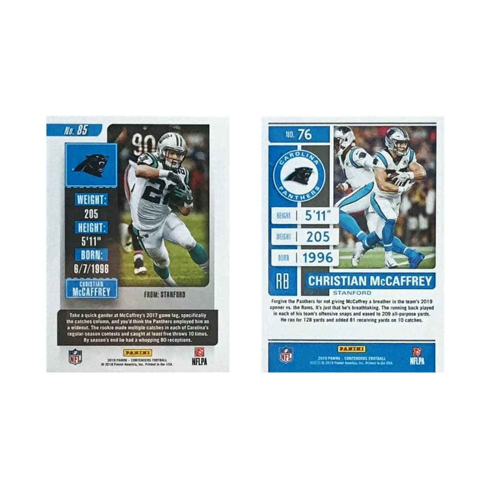 Panini Cards Christian McCaffrey Carolina Panthers Panini NFL 2 Card Contenders Set