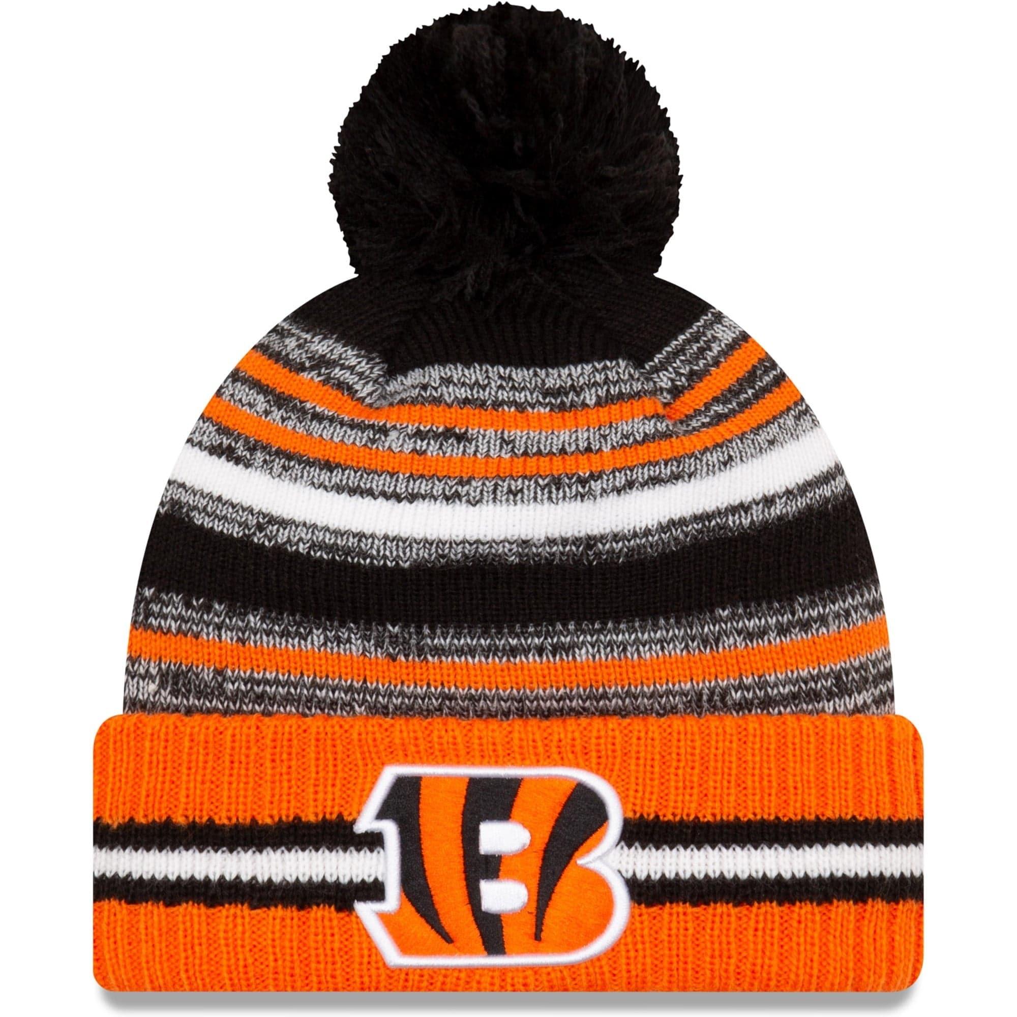 New Era Beanies Cincinnati Bengals New Era NFL 2021 Sideline Team Pom Knit Beanie - Black