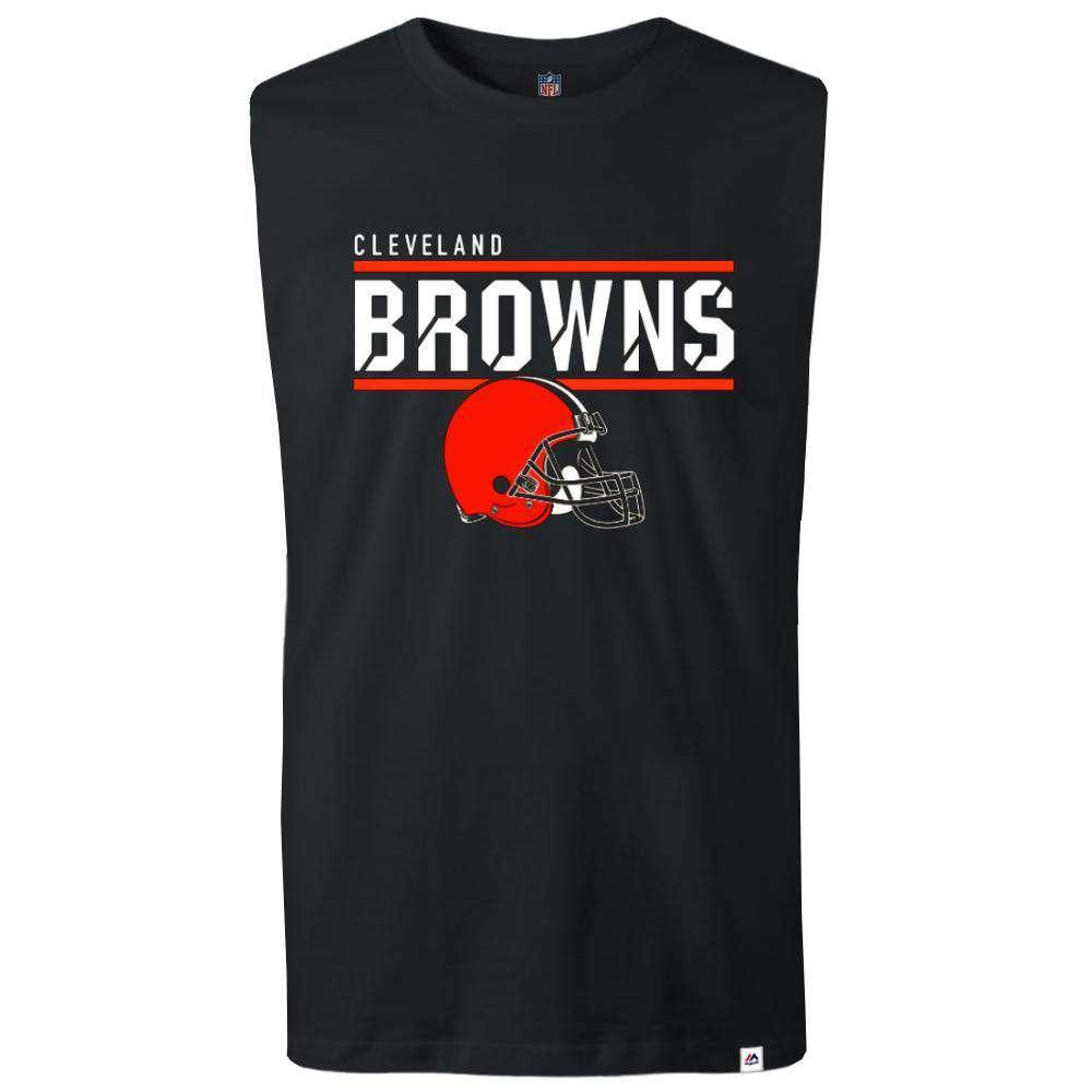 Majestic Athletic T-Shirts Cleveland Browns Majestic NFL Team Flex Sleeveless Muscle T-Shirt - Black