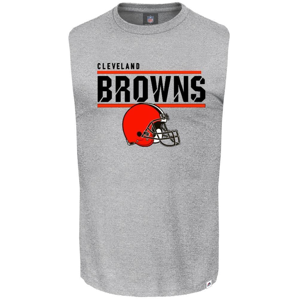 Majestic Athletic T-Shirts Cleveland Browns Majestic NFL Team Flex Sleeveless Muscle T-Shirt - Grey