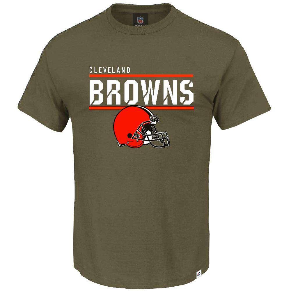 Majestic Athletic T-Shirts Cleveland Browns Majestic NFL Team Flex T-Shirt - Army