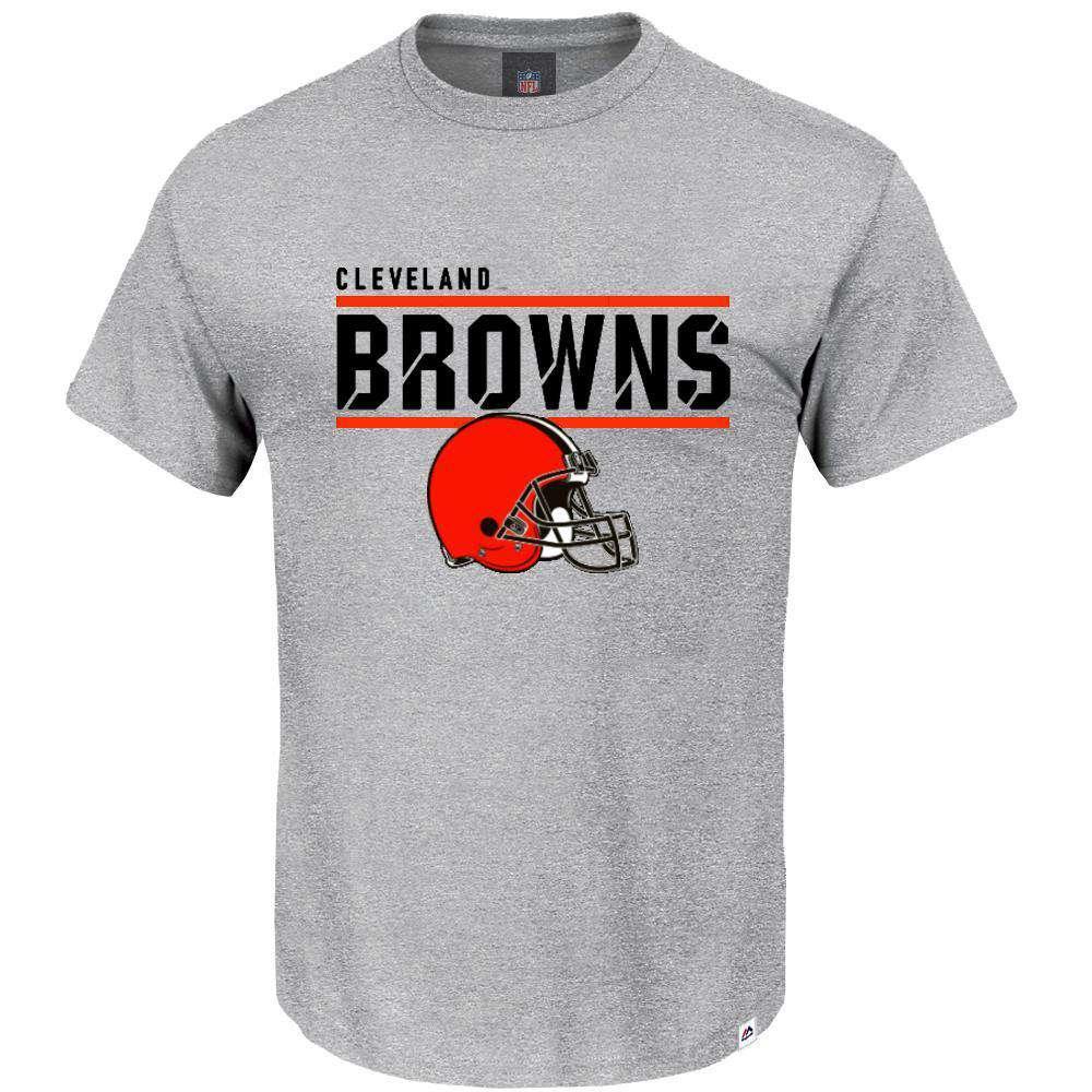 Majestic Athletic T-Shirts Cleveland Browns Majestic NFL Team Flex T-Shirt - Grey Marle