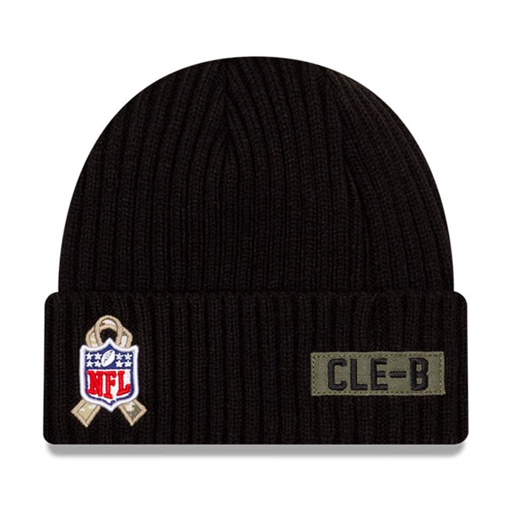 New Era Beanies Cleveland Browns New Era NFL 2020 Salute To Service Cuffed Knit Beanie - Black