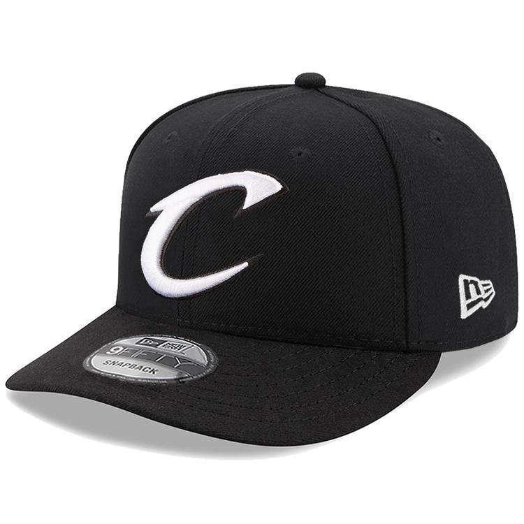 New Era Caps Cleveland Cavaliers New Era NBA Black & White Pre-Curved 9FIFTY Snapback Hat