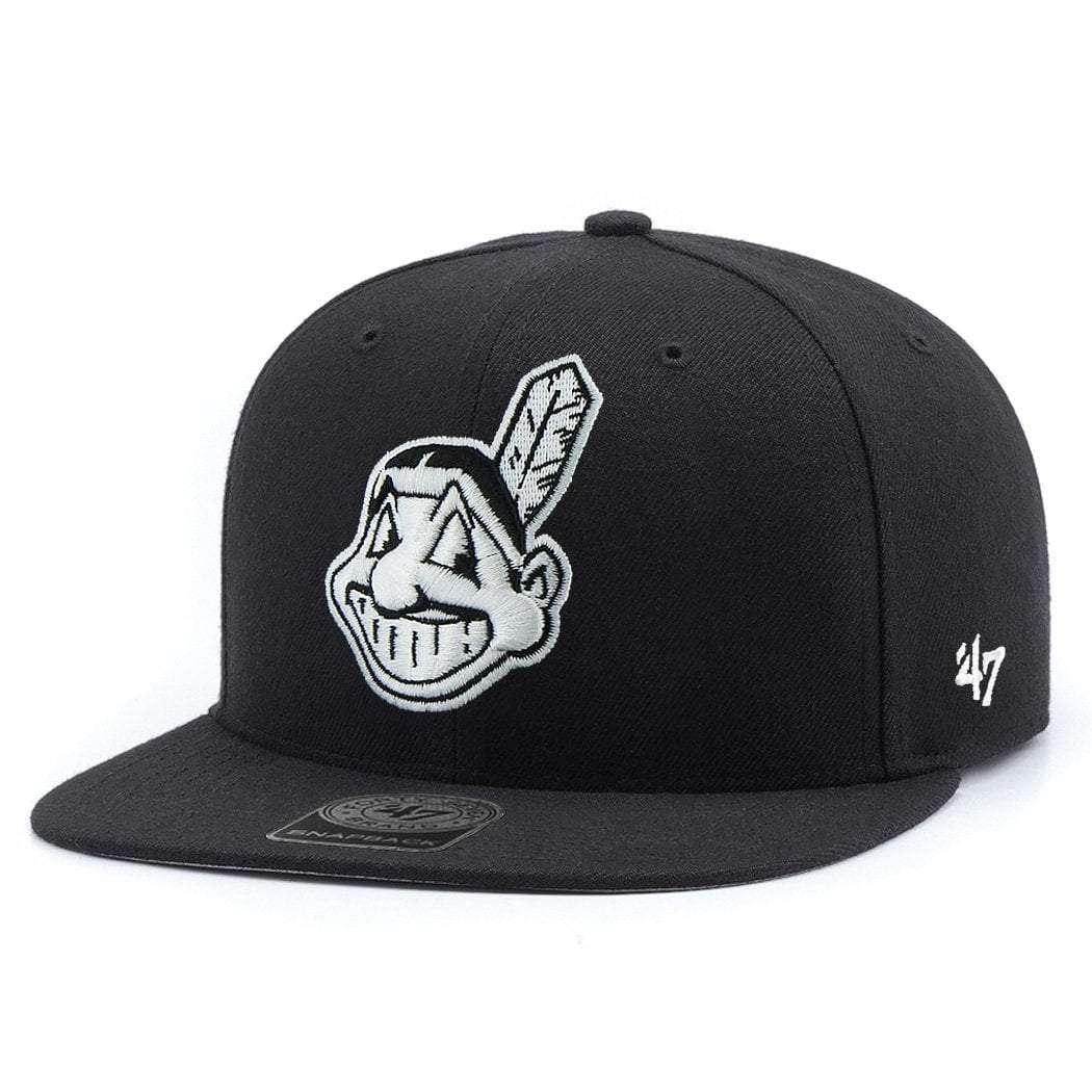 47 Brand Caps Cleveland Indians '47 MLB Black & White Captain Snapback Hat