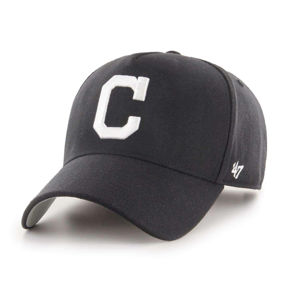 47 Brand Caps Cleveland Indians ‘47 MLB Team Black & White DT Pinch Curve Snapback Hat