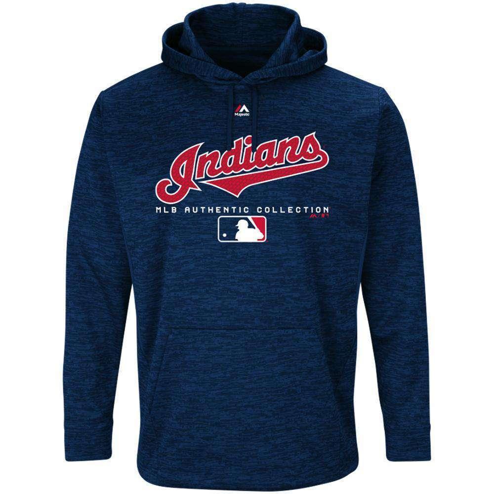 Majestic Athletic Jumpers Cleveland Indians Majestic MLB Authentic Team Drive Hoodie - Navy