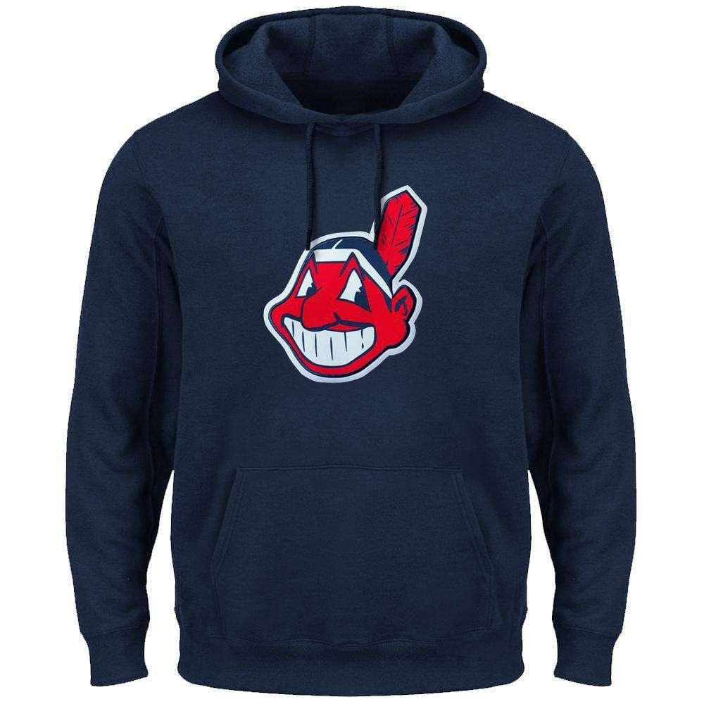 Majestic Athletic Jumpers Cleveland Indians Majestic MLB Scoring Position Hoodie Jumper - Navy