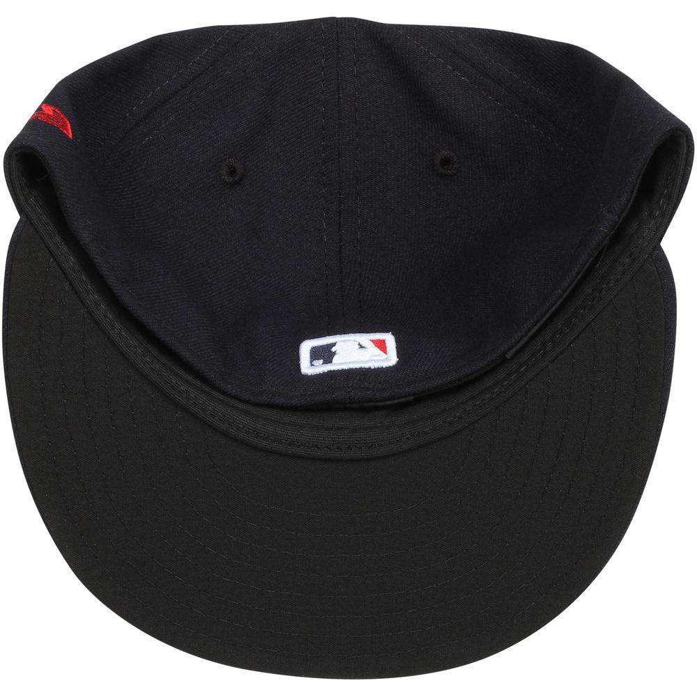 New Era Caps Cleveland Indians New Era MLB AC On-Field Road 59FIFTY Fitted Hat - Navy