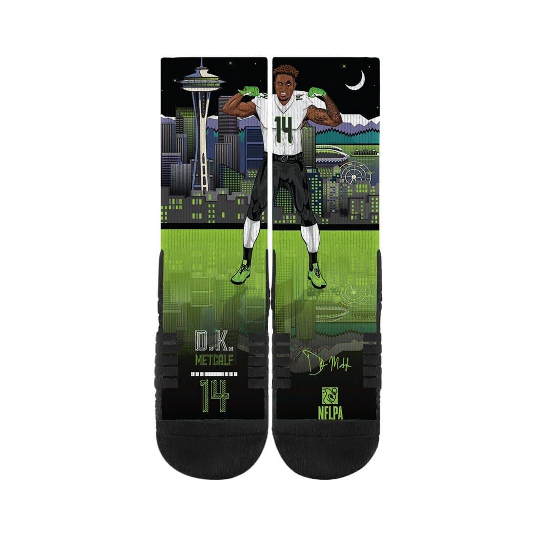 Strideline Socks M/L (8-12 US) D.K Metcalf Seattle Seahawks Strideline NFL Superhero Premium Crew Socks - Black