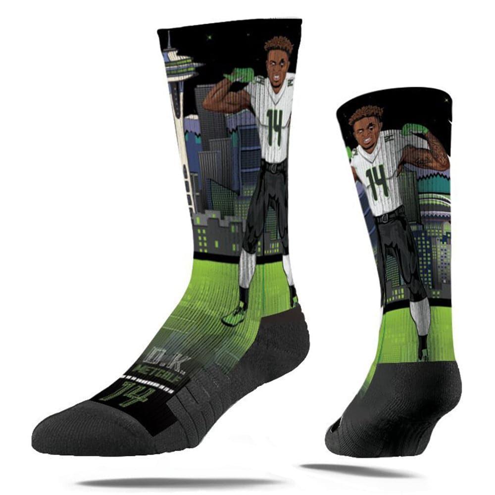 Strideline Socks M/L (8-12 US) D.K Metcalf Seattle Seahawks Strideline NFL Superhero Premium Crew Socks - Black