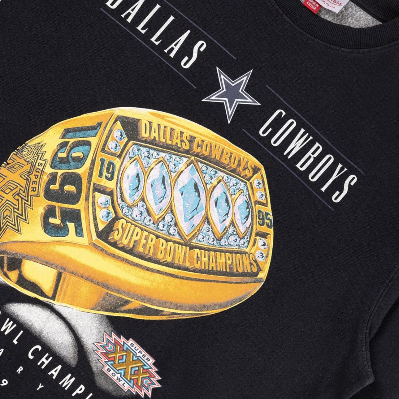 Mitchell And Ness Jumpers Dallas Cowboys Mitchell & Ness NFL 5 Ring Champs Vintage Crew Jumper - Black