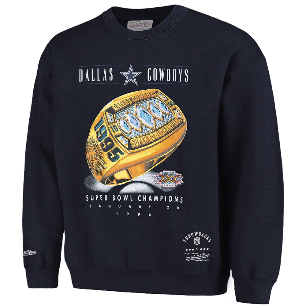 Mitchell And Ness Jumpers Dallas Cowboys Mitchell & Ness NFL 5 Ring Champs Vintage Crew Jumper - Black
