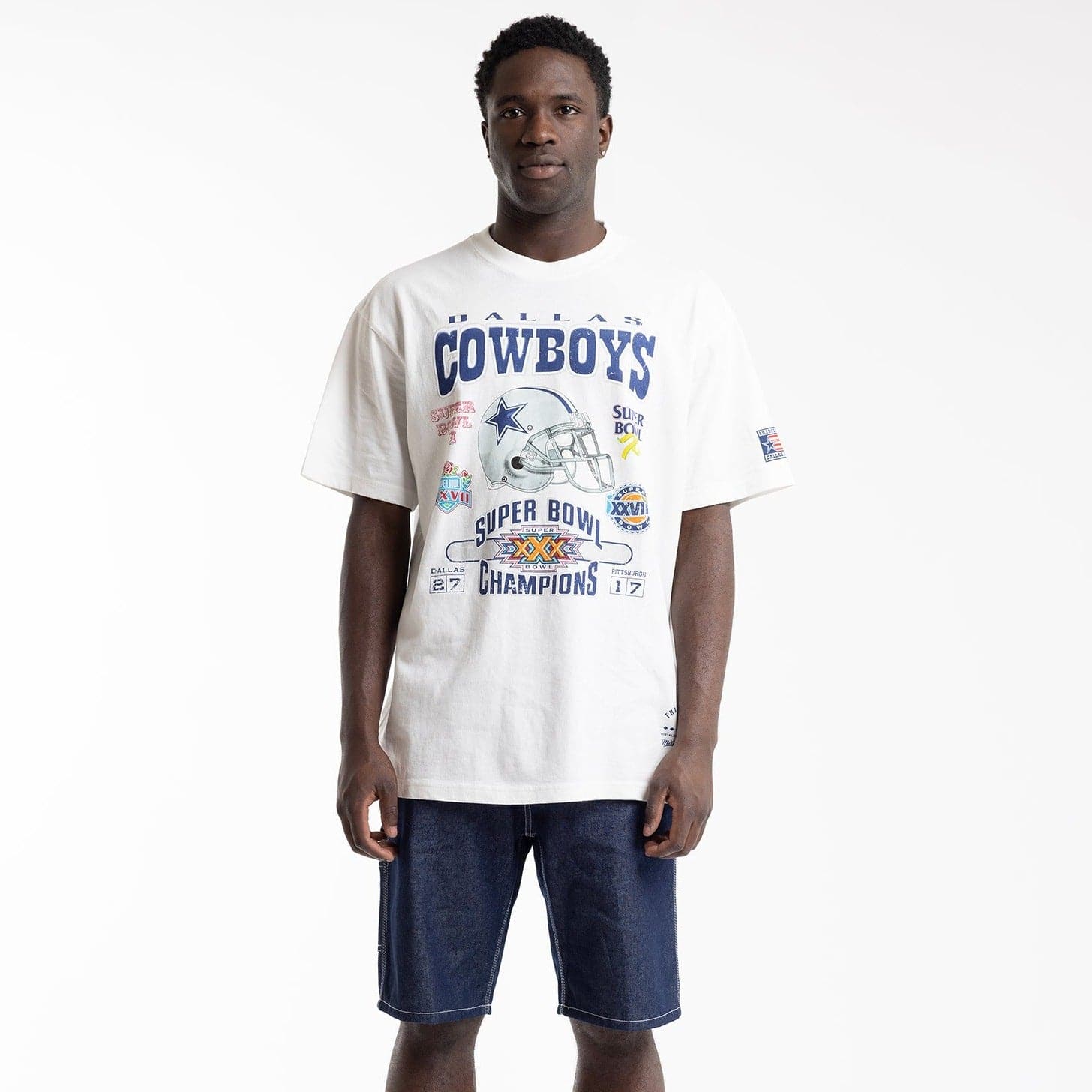 Mitchell And Ness T-Shirts Dallas Cowboys Mitchell & Ness NFL 5 x Champs Vintage T-Shirt - Vintage White