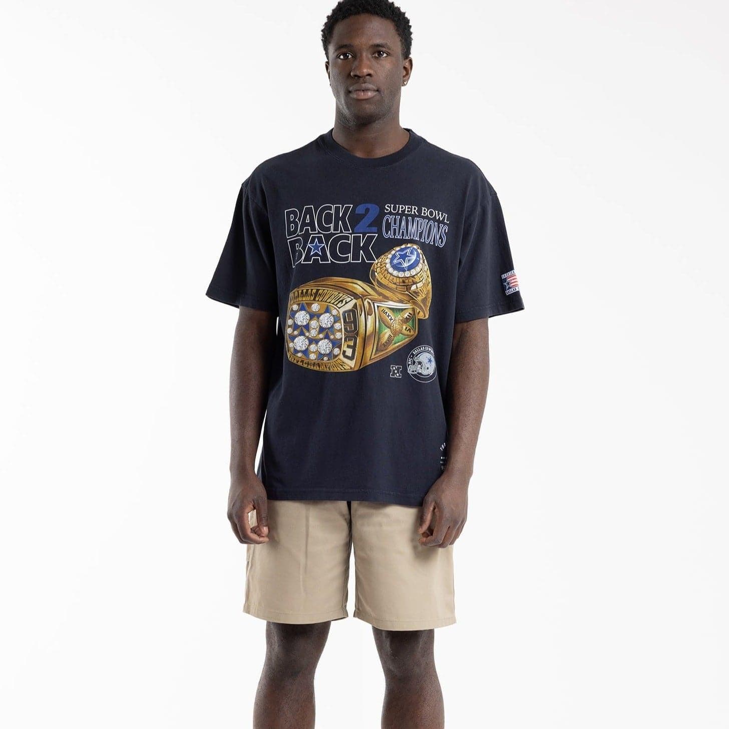 Mitchell And Ness T-Shirts Dallas Cowboys Mitchell & Ness NFL Back 2 Back Champs Vintage T-Shirt - Black