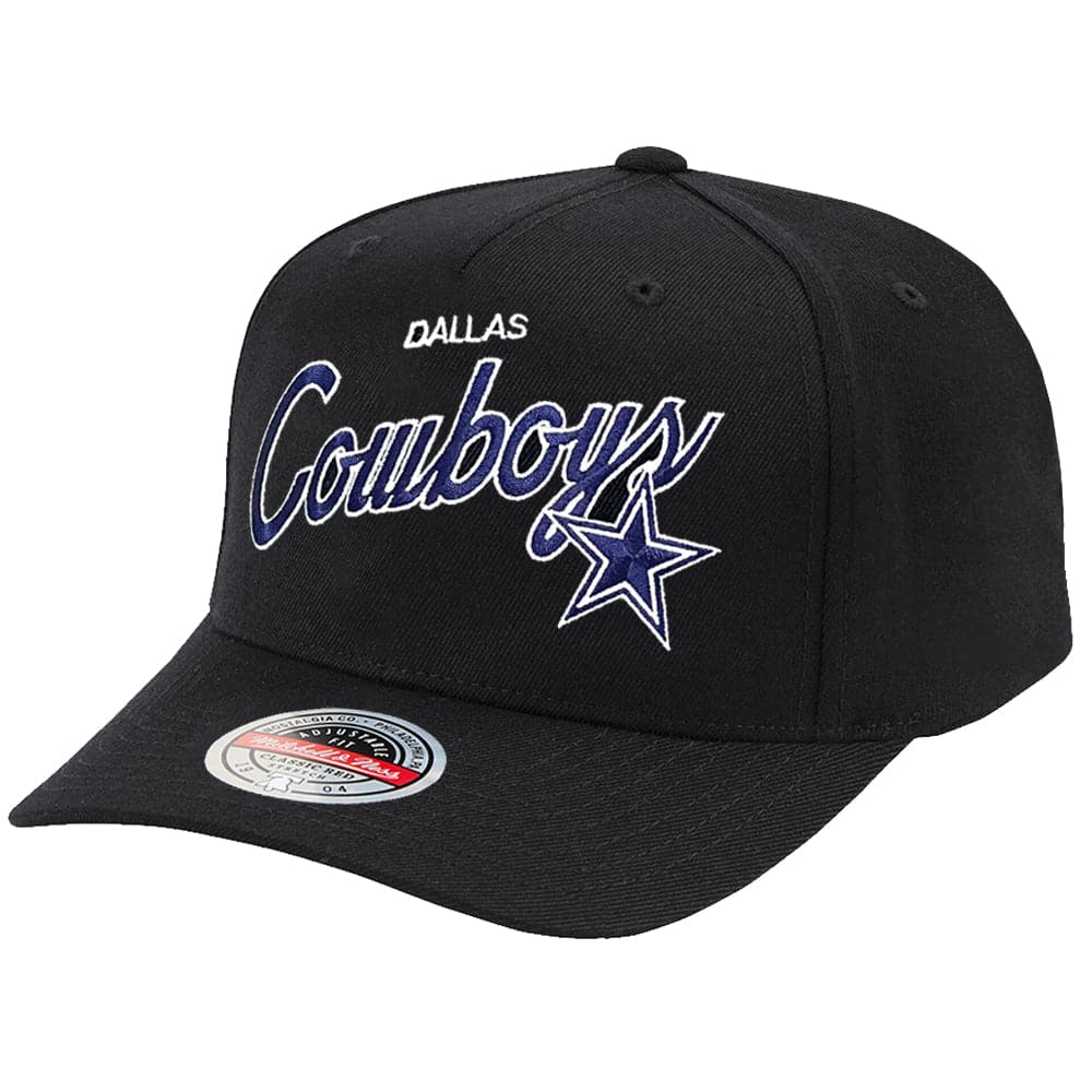 Mitchell And Ness Caps Dallas Cowboys Mitchell & Ness NFL Logo Script Classic Red Snapback Hat - Black