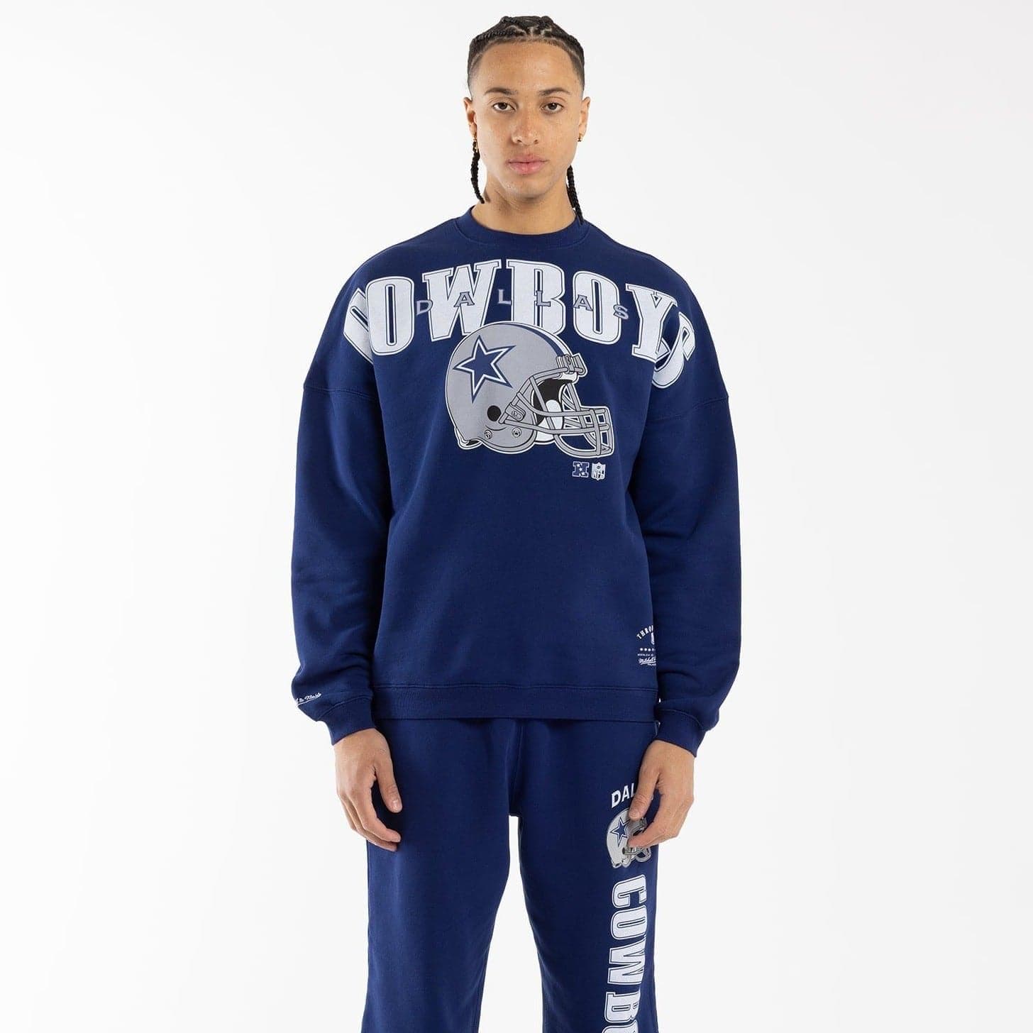 Mitchell And Ness Jumpers Dallas Cowboys Mitchell & Ness NFL Team Stretch Vintage Crew Jumper - Blue