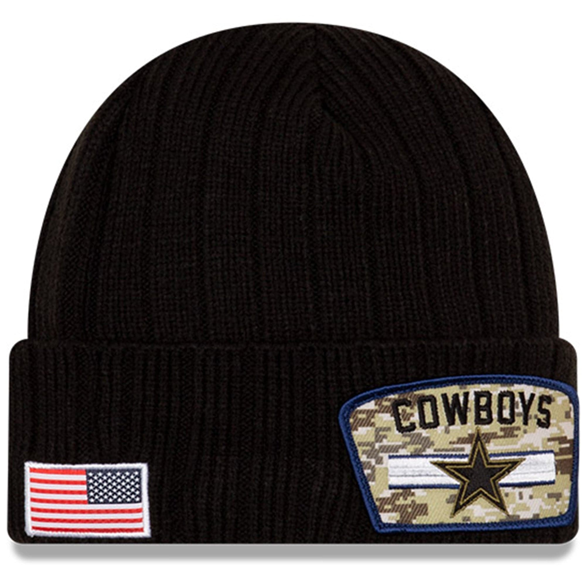 New Era Beanies Dallas Cowboys New Era NFL 2021 Salute To Service Cuffed Knit Beanie - Black