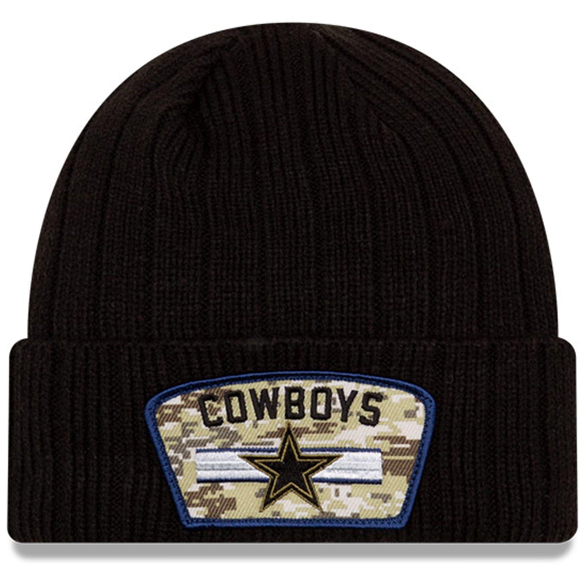 New Era Beanies Dallas Cowboys New Era NFL 2021 Salute To Service Cuffed Knit Beanie - Black
