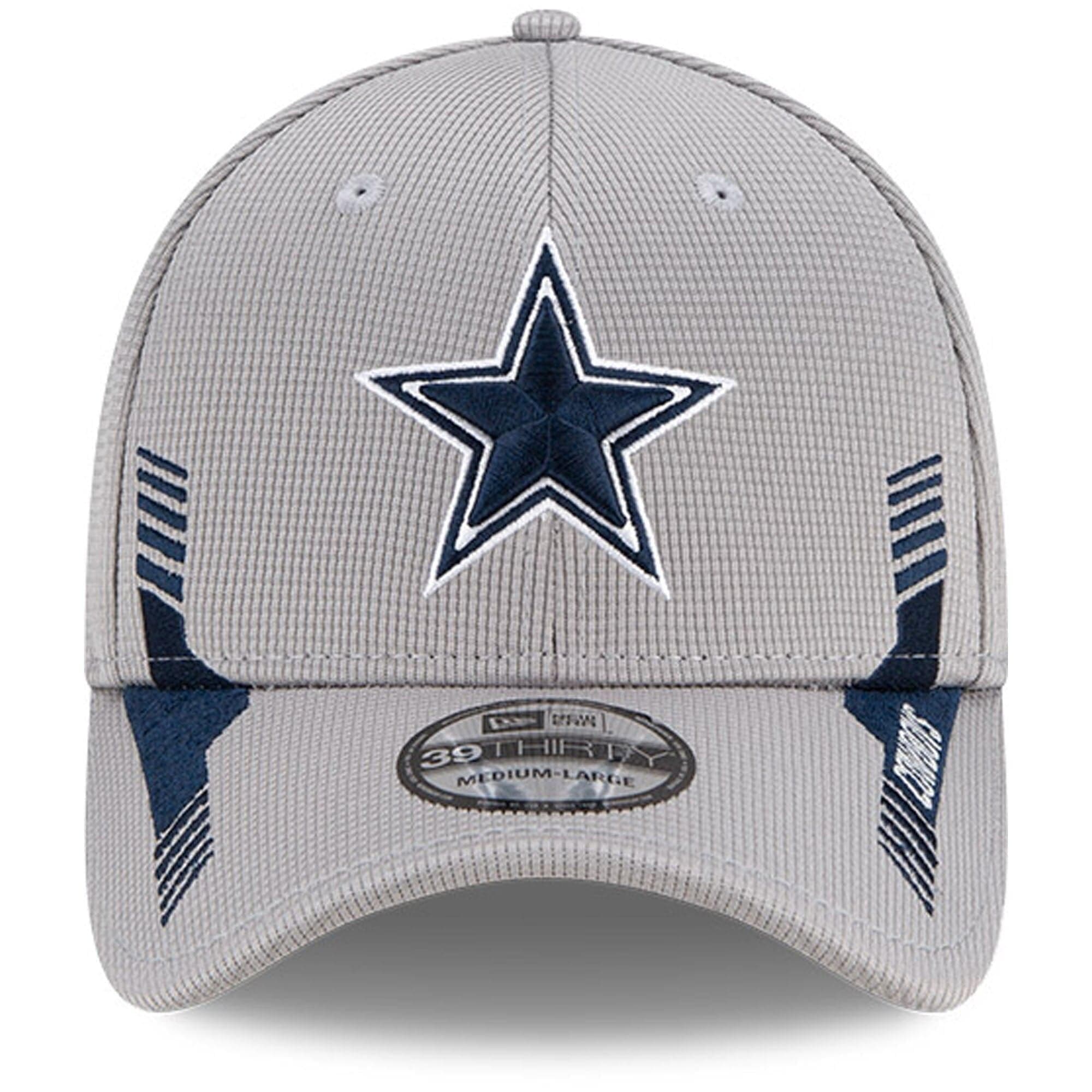 New Era Caps Dallas Cowboys New Era NFL 2021 Sideline Home 39THIRTY Flex Fit Hat - Grey