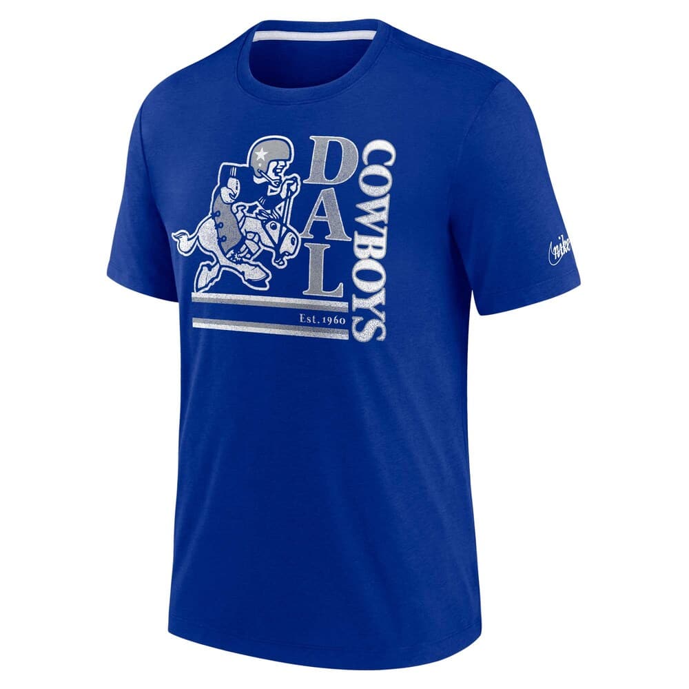 Nike T-Shirts Dallas Cowboys Nike NFL Historic Logo Tri-Blend T-Shirt - Blue
