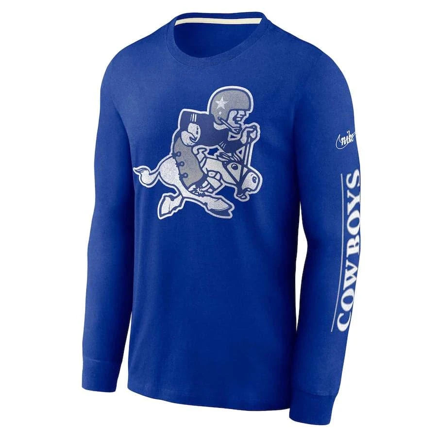 Nike T-Shirts Dallas Cowboys Nike NFL Historic Long Sleeve Tri-Blend T-Shirt - Blue