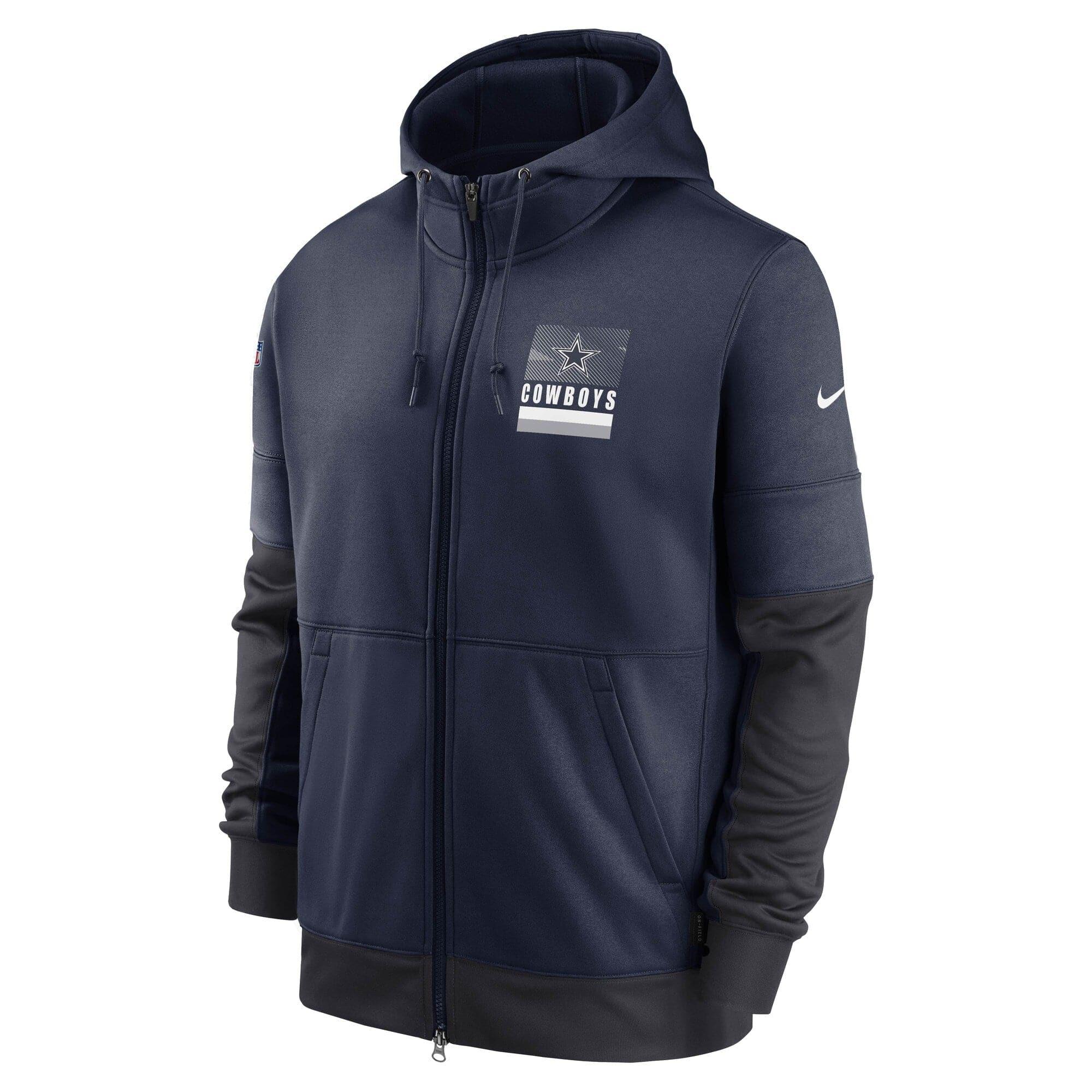 Nike Jumpers Dallas Cowboys Nike NFL Lockup Therma Zip Hoodie Jumper - Navy