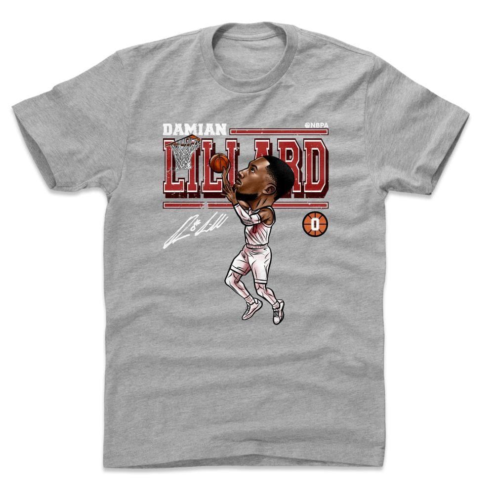 500 Level T-Shirts Damian Lillard Portland Trail Blazers 500 Level NBA Cartoon T-Shirt - Grey