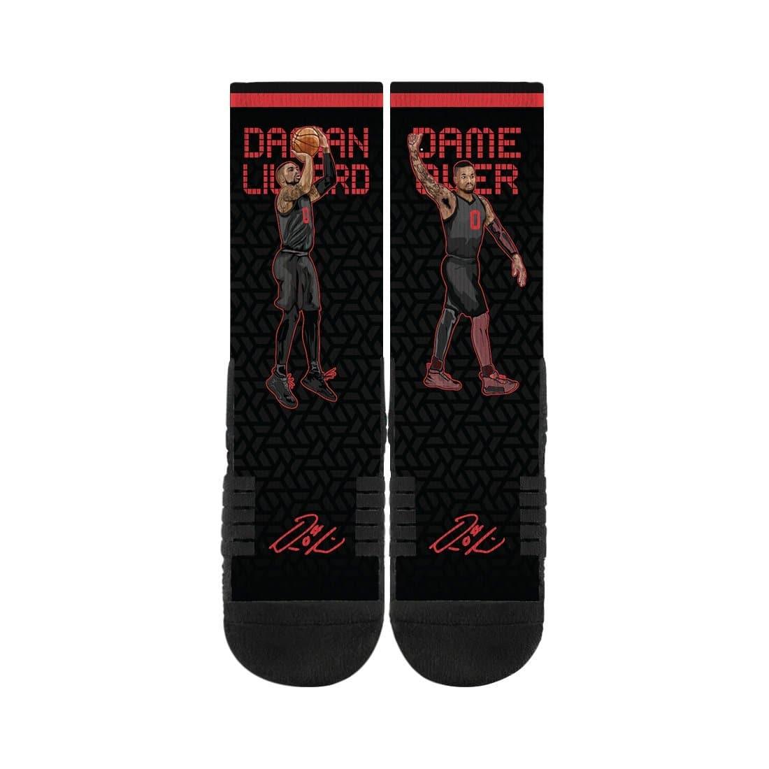 Strideline Socks M/L (8-12 US) Damian Lillard Portland Trail Blazers Strideline NBA Dame Over Premium Crew Socks - Black