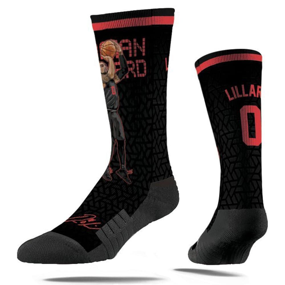 Strideline Socks M/L (8-12 US) Damian Lillard Portland Trail Blazers Strideline NBA Dame Over Premium Crew Socks - Black